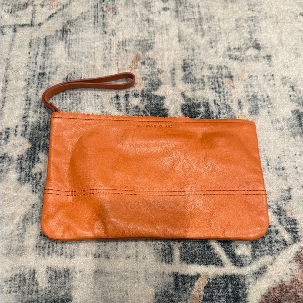 Banana Republic Vibrant Orange Leather Clutch